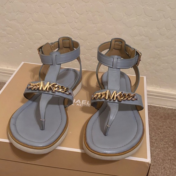 Michael Kors Shoes - Michael Kors Light Blue Sandals with Gold Accent